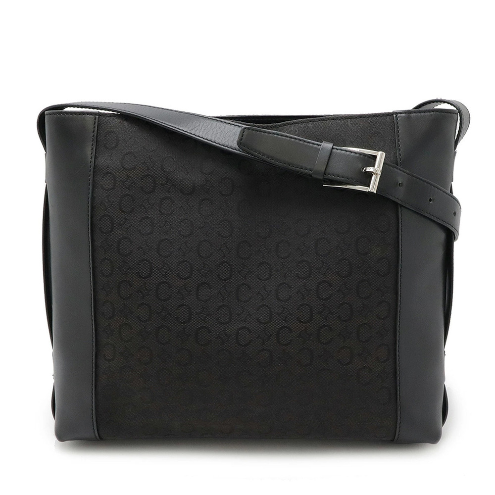 Celine C Macadam Shoulder Bag Hobo Canvas Leather Black